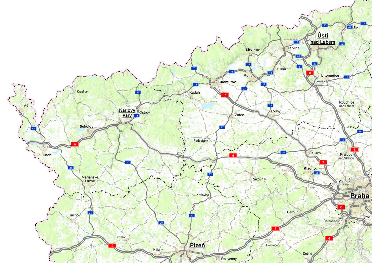Mapa úseků a oprav